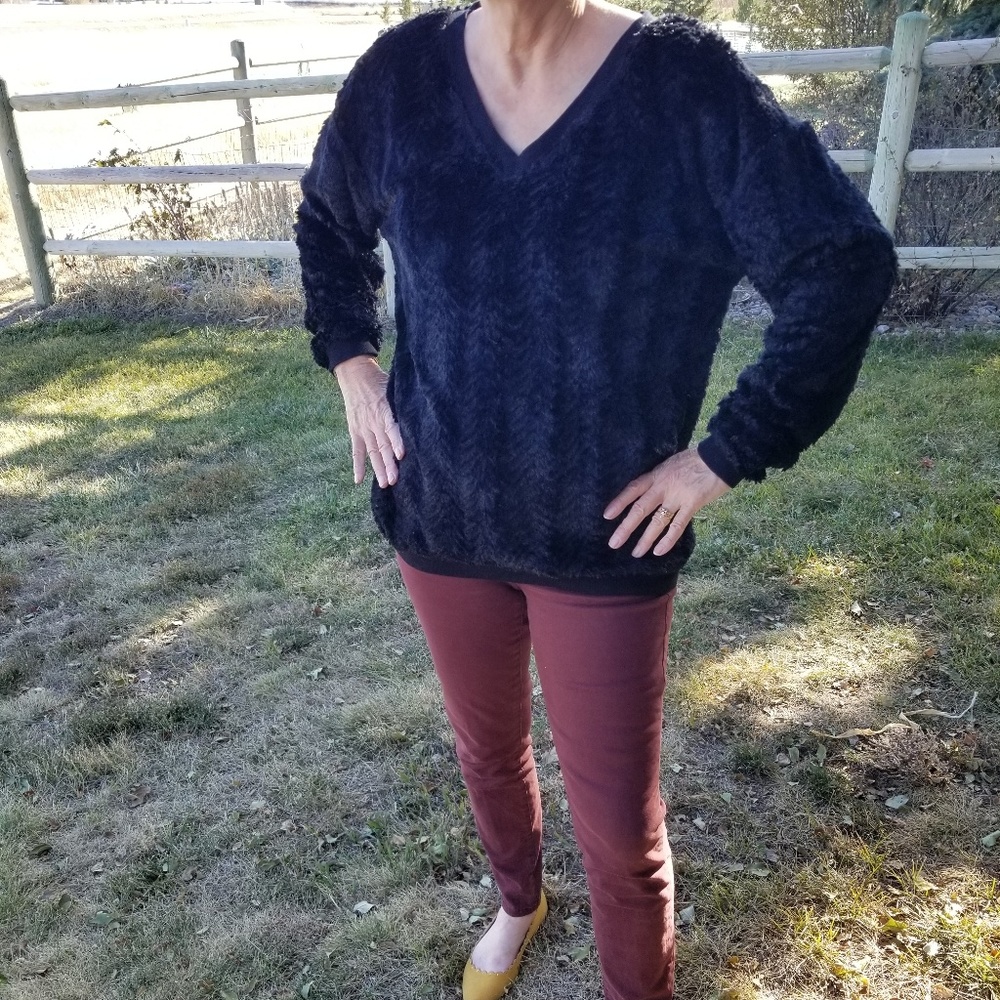 Never worn, v-neck plush sweater